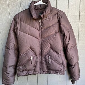 Chocolate brown J. Crew puffer jacket size small